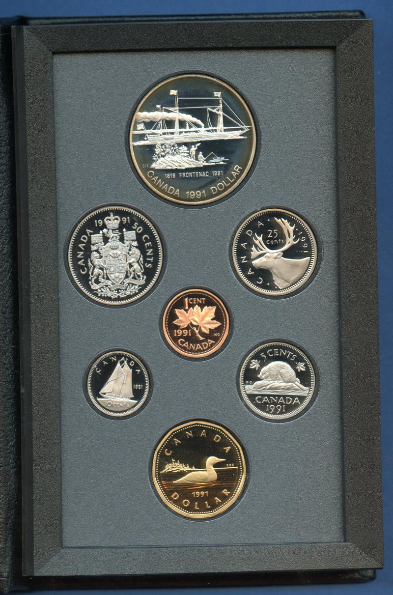 CANADA  1991 Proof Double & Silver Dollar  Proof Set Coins