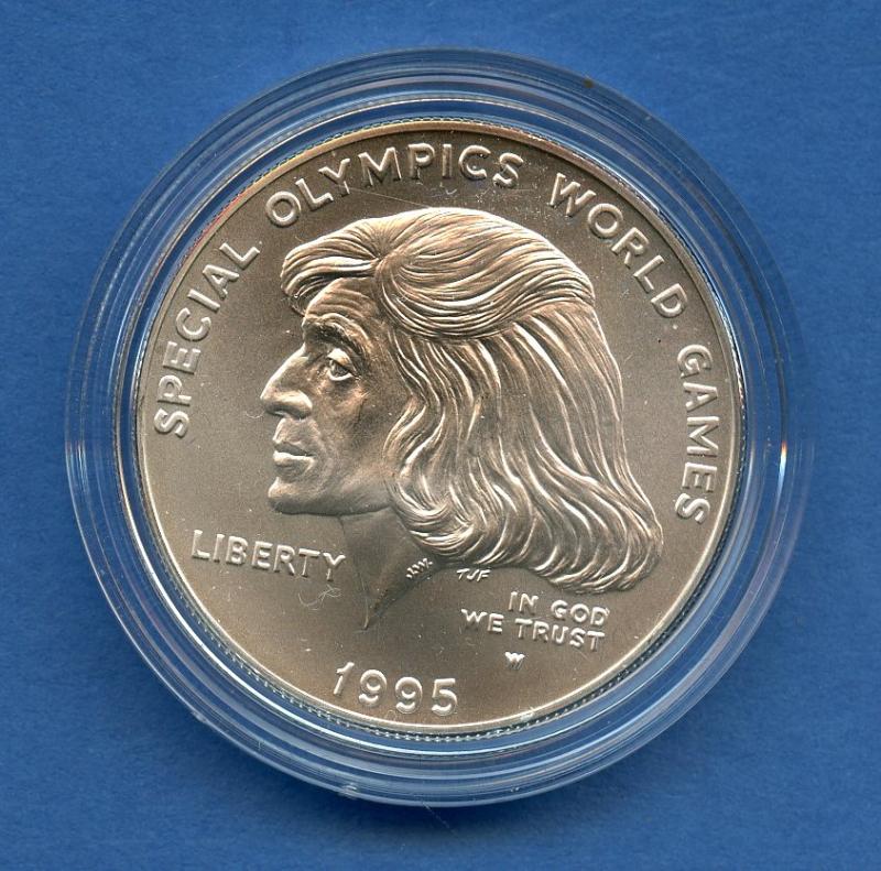 U.S.A. Special Olympics  1995 West Point Mint Uncirculated Silver Dollar Coin