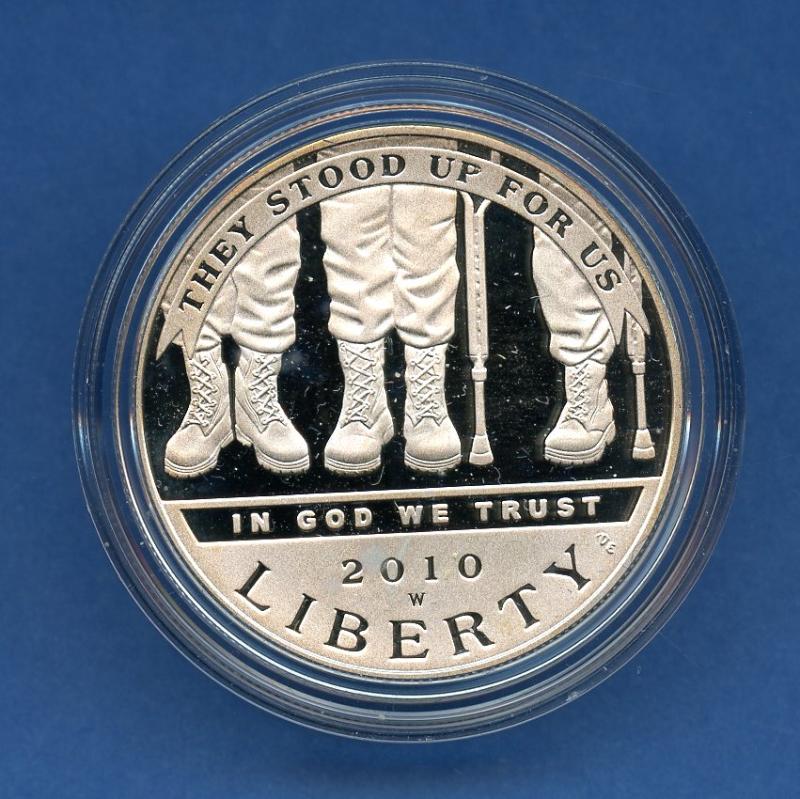 U.S.A. 2010 American Disabled Veterans Commemorative Proof Silver Dollar