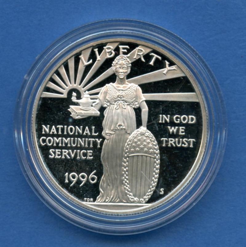 U.S.A. National Community Service Commemorative  Proof Silver Dollar Dated 1996