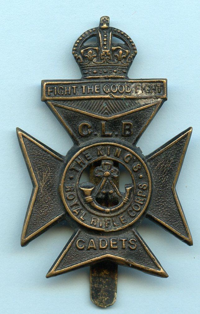 16th  Bn. King's Royal Rifle Corps  (Church Lads Brigade Cadets) Cap Badge
