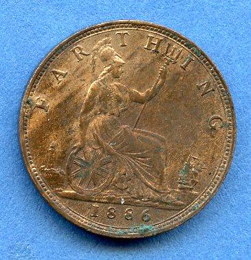 UK Queen Victoria 1886  Farthing Coin