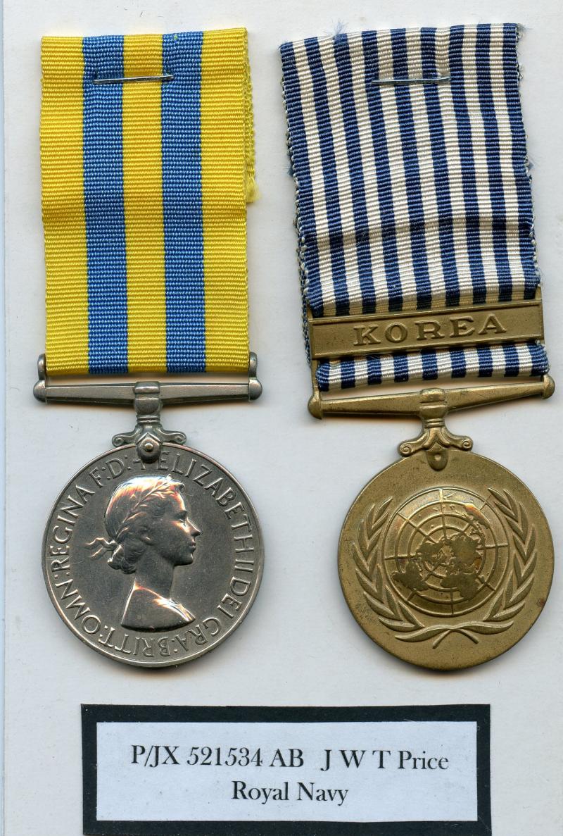 Korean War Pair of Medals To Able Seaman, J.W.T. Price Royal Navy