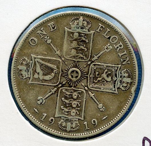 UK George V Florin Coin  Dated 1919