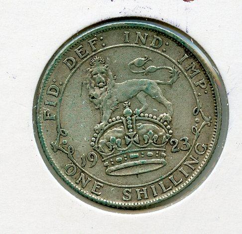 UK George V  Shilling Coin  Dated 1923