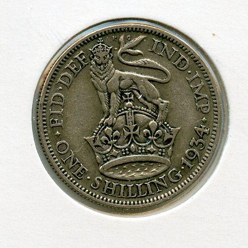 UK George V  Shilling Coin  Dated 1934