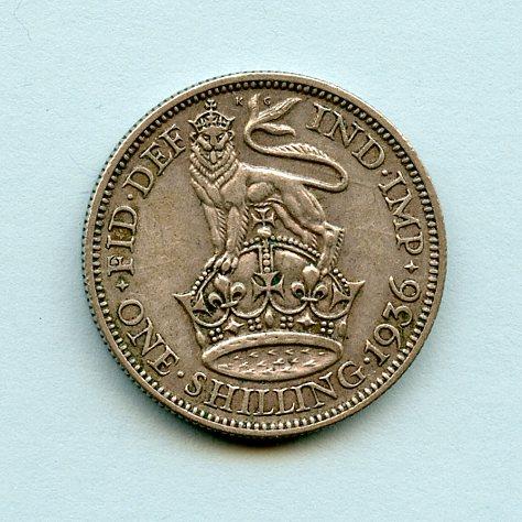 UK George V  Shilling Coin  Dated 1936