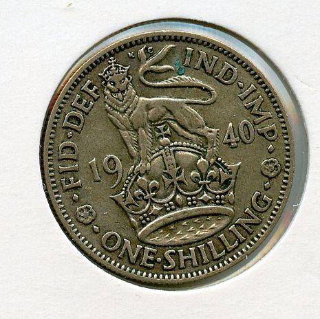 UK George VI   English Shilling Coin  Dated 1940