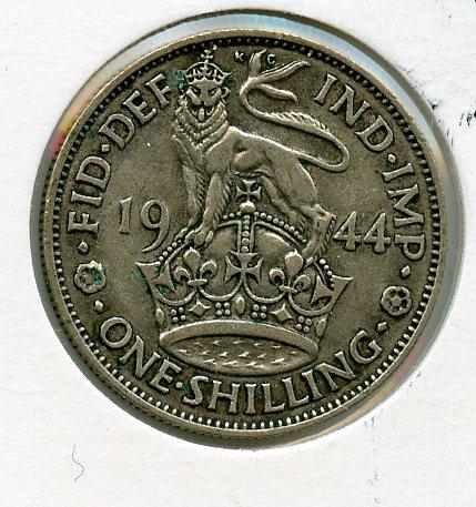 UK George VI English Shilling Coin  Dated 1944