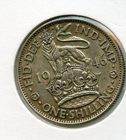 UK George VI  English Shilling Coin  Dated 1946