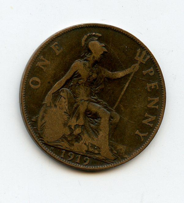 UK  1919H George V One Penny Coin