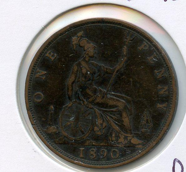 UK  Queen Victoria Penny Coin Dated 1890
