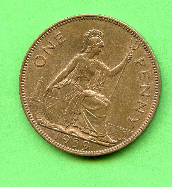 UK  George VI Penny Coin Dated 1939