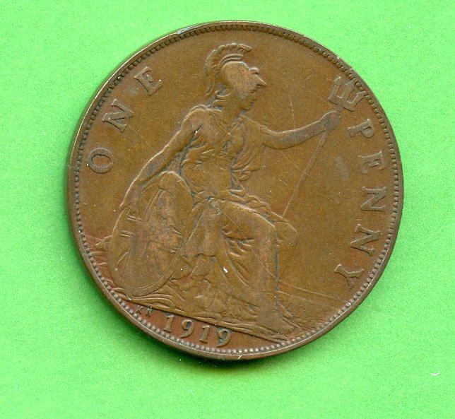 UK  George VI Penny Coin Dated 1919 KN