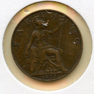 UK  George V Farthing  Dated 1923