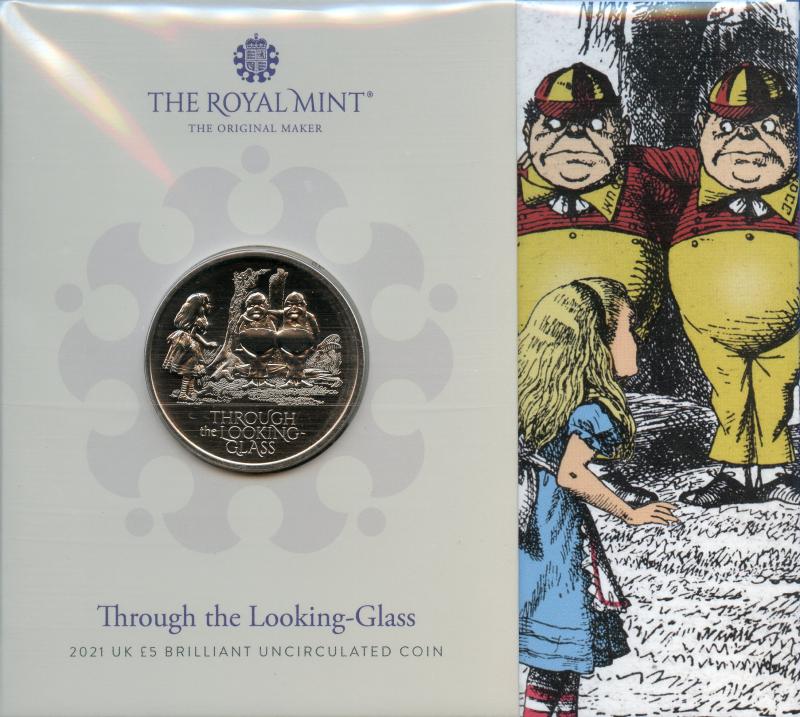 UK  2021 Alice Through the Looking Glass Brilliant Uncirculated £5 Coin