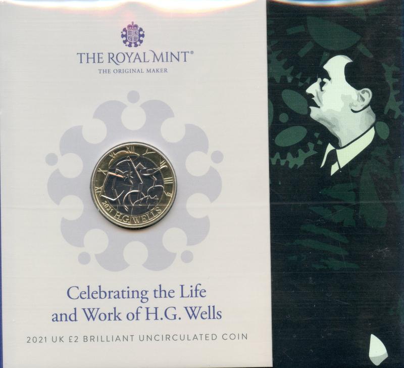 UK 2021 Brilliant Uncirculated  Life and Work of H.G.Wells Commemorative £2 Coin