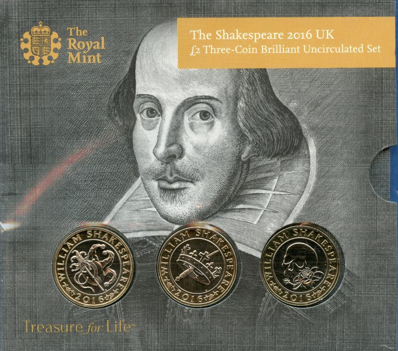 UK 2016 Brilliant Uncirculated  The Shakespeare Commemorative £2 Coin Set