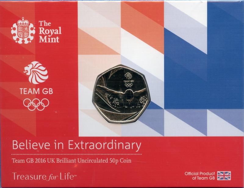 UK Royal Mint 2016 Team GB  Brilliant Uncirculated 50 Pence Coin