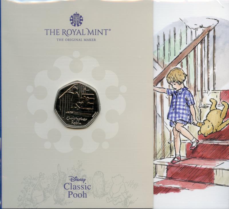 UK  2022  Classic Pooh Christopher Robin Brilliant Uncirculated 50 Pence Coin