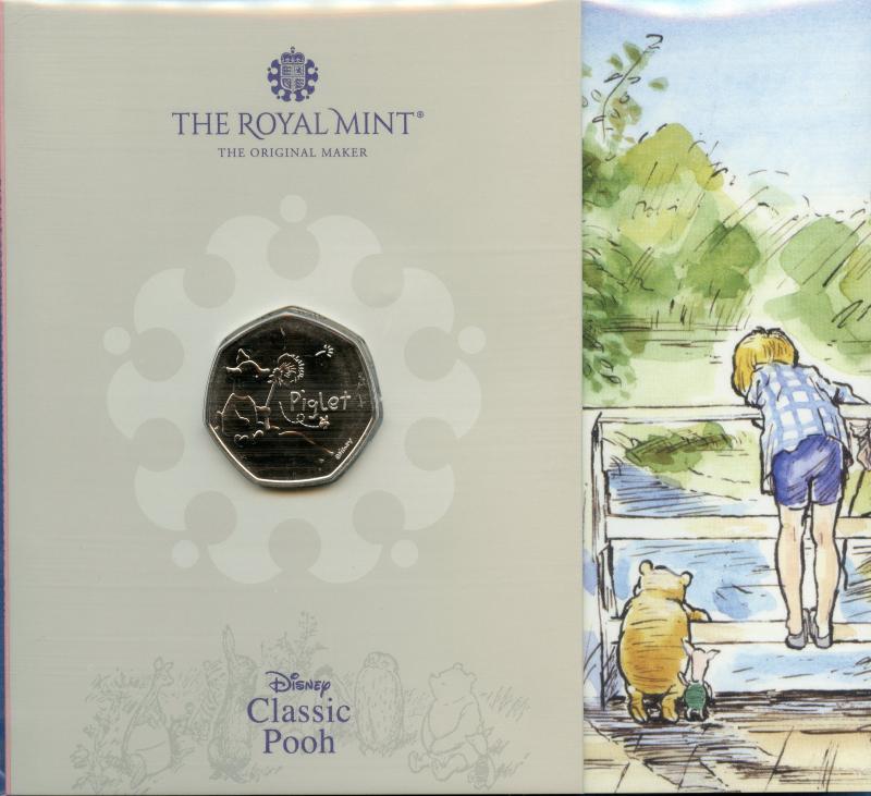 UK  2022  Classic Pooh Piglet Brilliant Uncirculated 50 Pence Coin