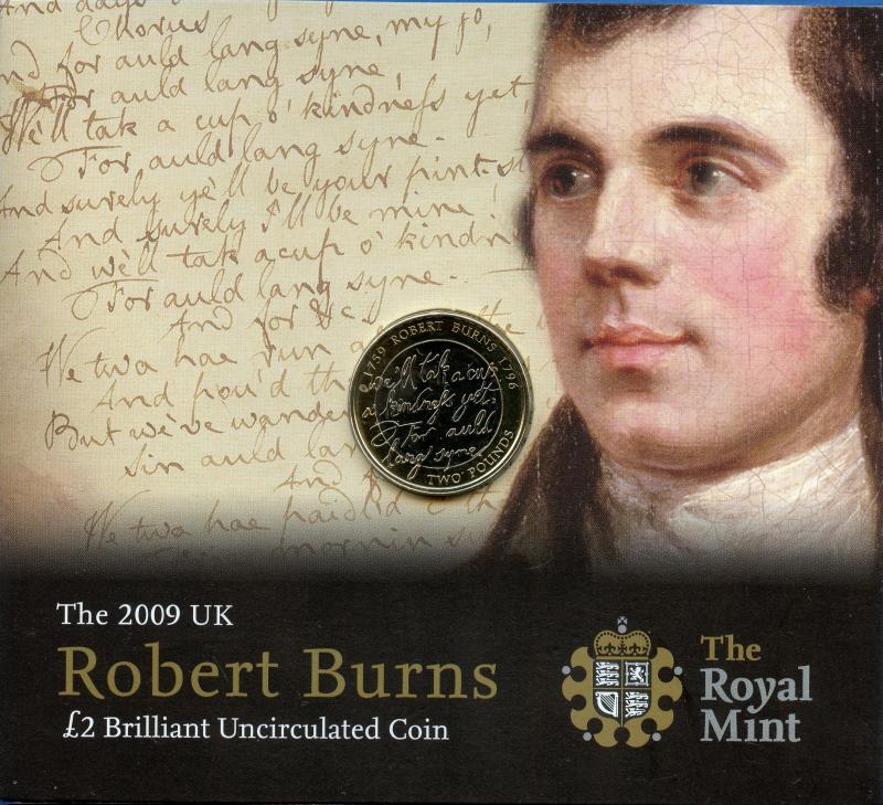 UK 2009 Brilliant Uncirculated  Robert Burns Commemorative  £2 Coin