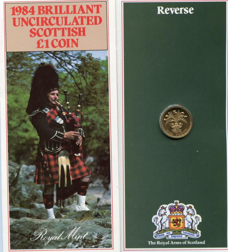 UK  1984 Uncirculated £1 Coin Scottish Obverse