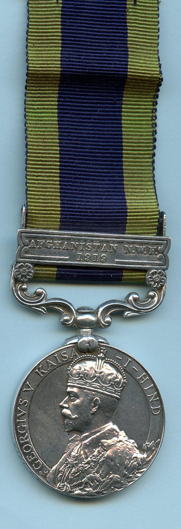 India General Service  Medal 1908-35 :1 Bar : Afghanistan NWF 1919 : Pte Wilfred Lees, Somerset Light Infantry