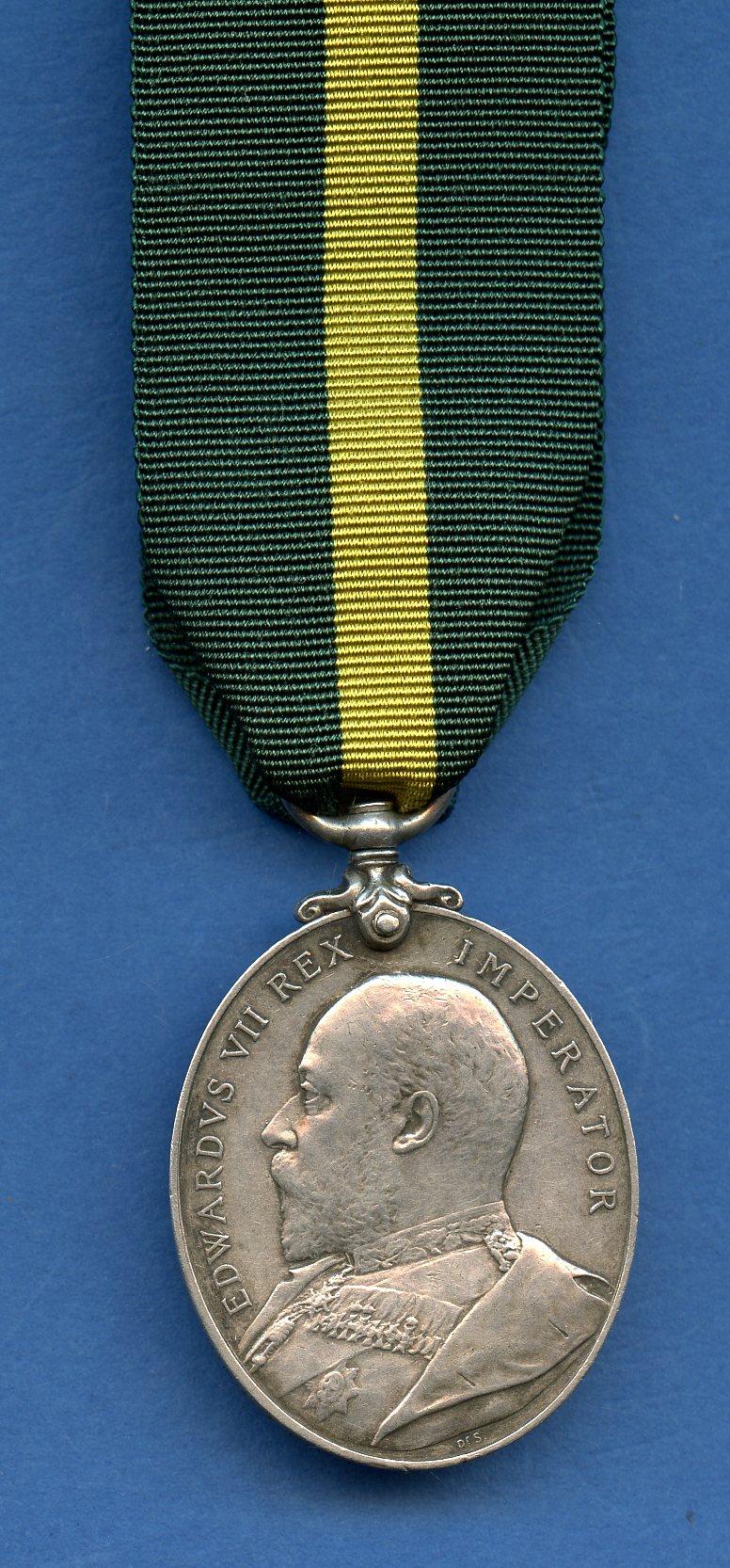 Territorial  Force Efficiency Medal Edward VII : Gunner A. E. Baker, 2nd Home Counties Brigade, Royal Field Artillery