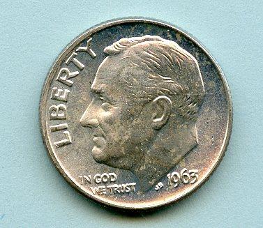 U.S.A.  One Dime Ten Cents Coin  Dated 1963