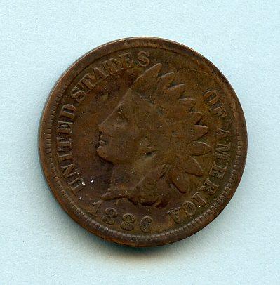 U.S.A. One  Cent Coin  Dated 1886