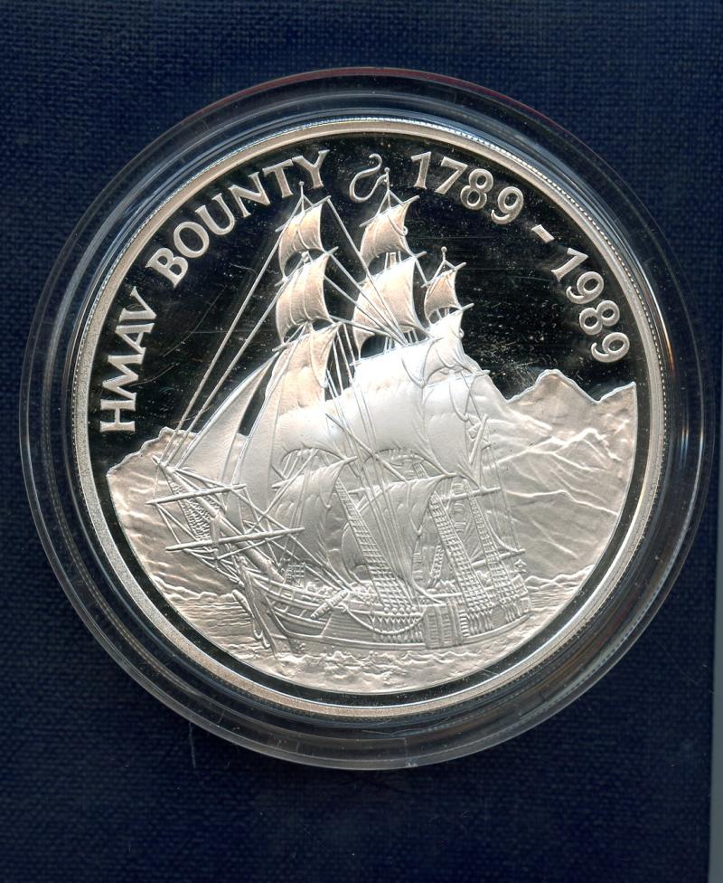 Pitcairn Islands $50 1989 Silver Proof  Bicentenary of the Mutiny on the Bounty Coin