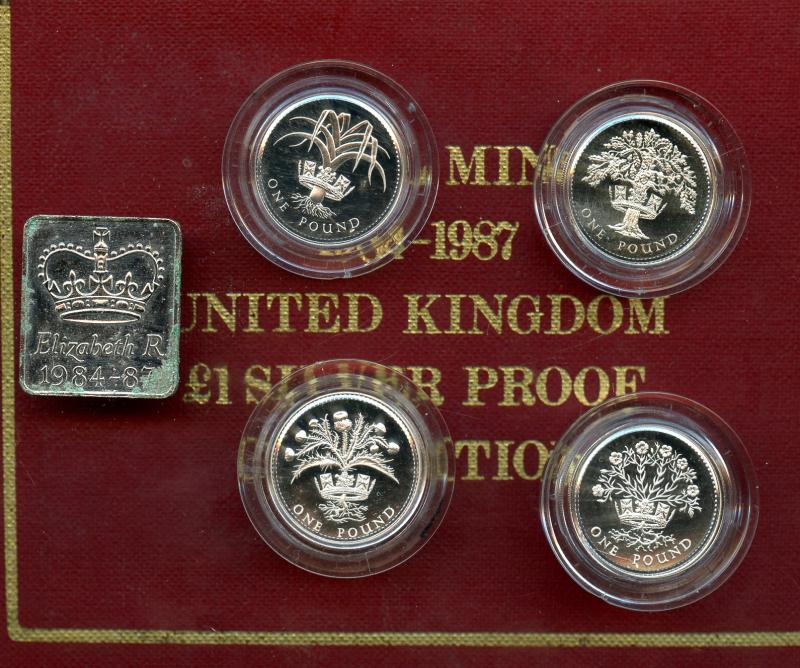 UK 1984 1987 £1 Silver Proof Coin Collection