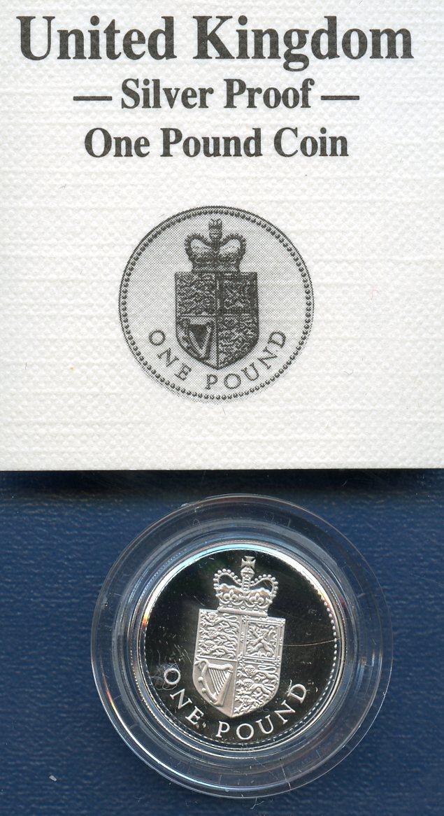 1988 UK Silver Proof £1 One Pound Coin Royal Arms Shield  Design Obverse