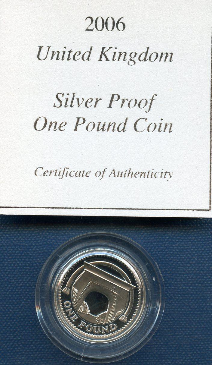 2006 UK  Silver Proof £1 One Pound Coin   Egyptian arch Design Obverse