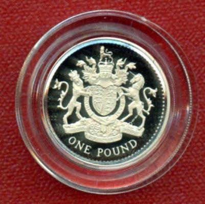 1993 UK  Silver Proof £1  Piedfort One Pound Coin  Royal Arms  Design Obverse