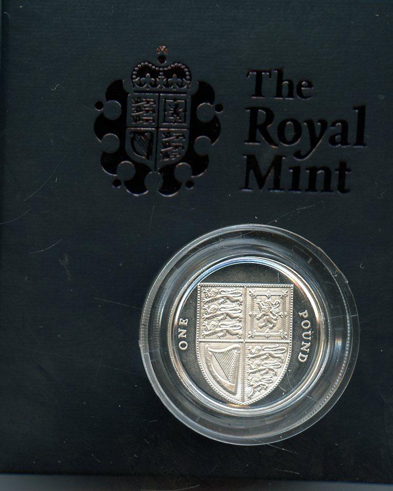 2008 UK Silver Proof Piedfort £1 One Pound Coin Royal Arms Design Obverse