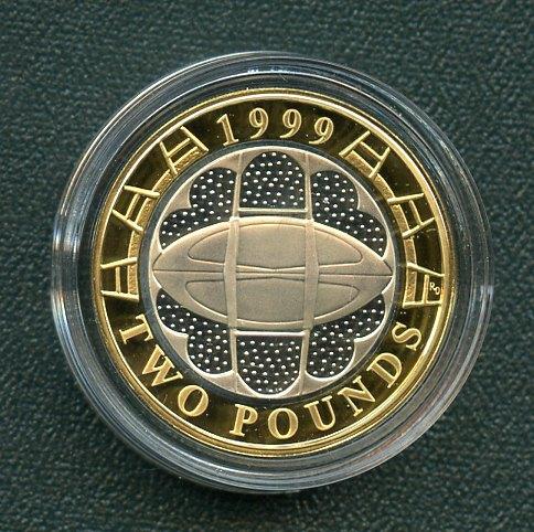 UK 1999  Rugby World Cup Silver Proof £2 Coin