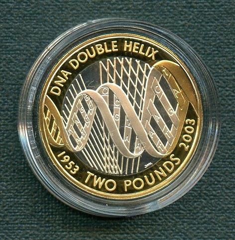 UK 2003  DNA Double Helix  Silver Proof £2 Coin