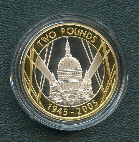 UK 2005  Second World War 60th Anniversary Commemorative Silver Proof £2 Coin