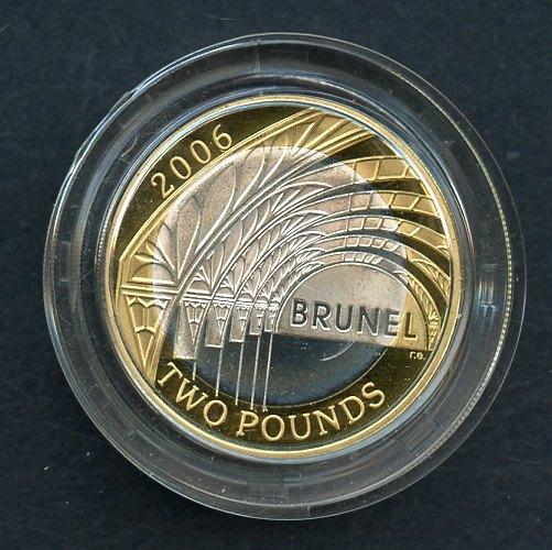 UK 2006  Brunel His Achievements Commemorative Silver Proof £2  Piedfort Two Pound Coin