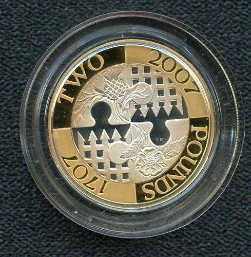 UK 2007 300th Anniversary Act of Union  Silver Proof  Piedfort £2 Coin