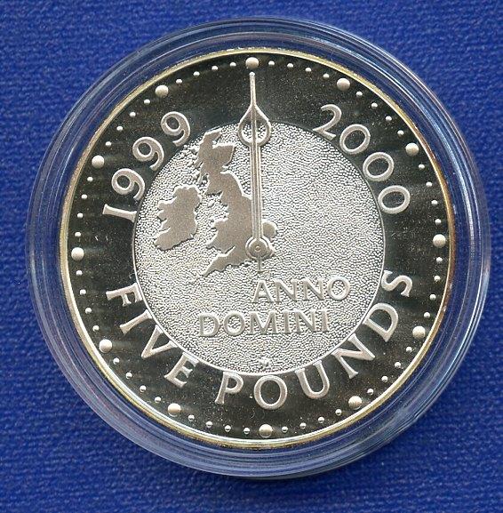 UK 1999   Millennium  Silver Proof £5 Five Pound Crown Coin