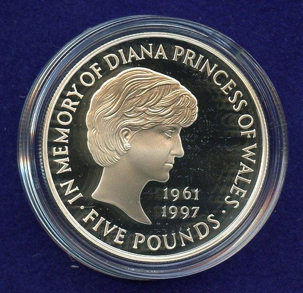 UK 1999  Diana Princess of Wales Memorial  Silver Proof £5 Five Pound Crown Coin