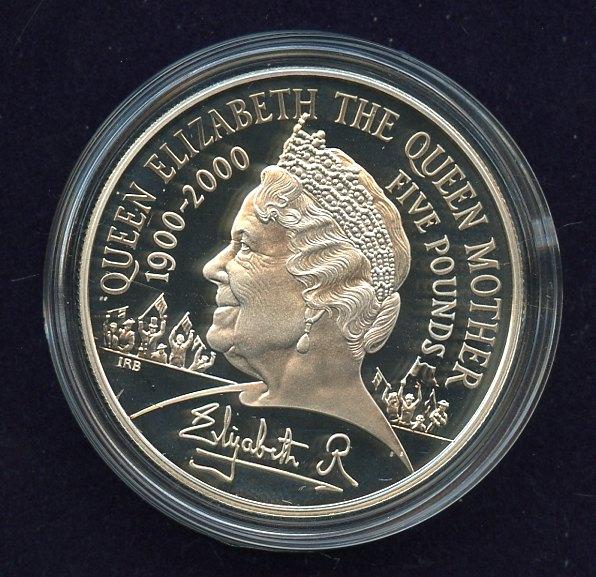 UK 2000   Queen Mother Centenary Year    Silver Proof £5 Five Pound Crown Coin