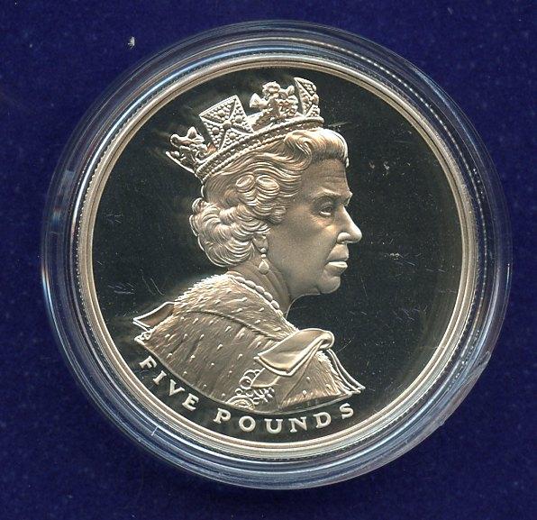 UK 2002 Queen's Golden Jubilee Proof Silver Proof £5  Five Pound Crown Coin