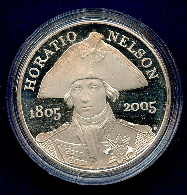 UK 2005 Lord Nelson Commemorative  Proof Silver Proof £5  Five Pound Crown Coin