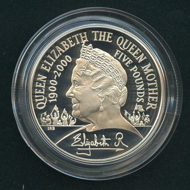 UK 2000 Queen Mother Centenary Year  Silver Proof  Piedfort £5 Five Pound Crown Coin