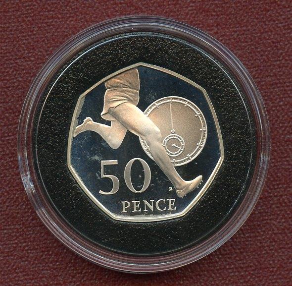 UK 2004  Roger Bannisters One Minute Mile 50th Anniversary Silver Proof Fifty Pence Coin