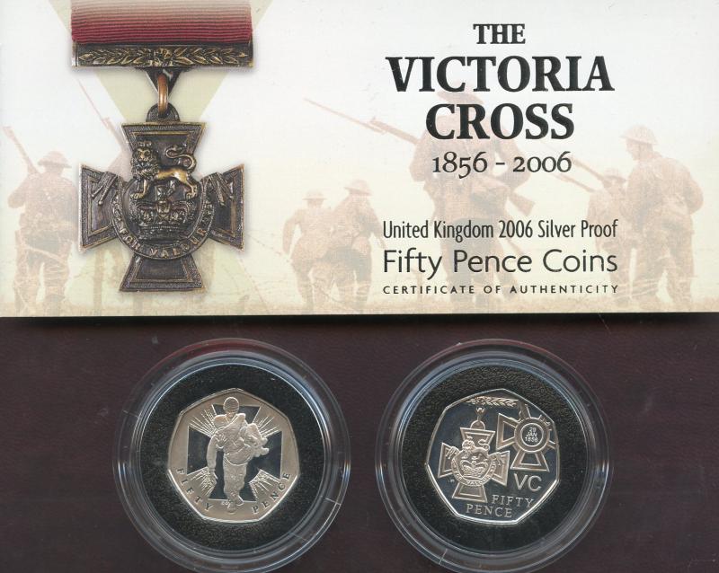 UK 2006  Victoria Cross 150th Anniversary Silver Proof 50p Fifty Pence  2 Coin Set